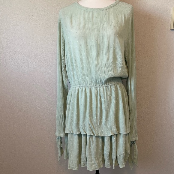 H&M Mint Swiss Dot Long Sleeve Dress - Picture 2 of 9